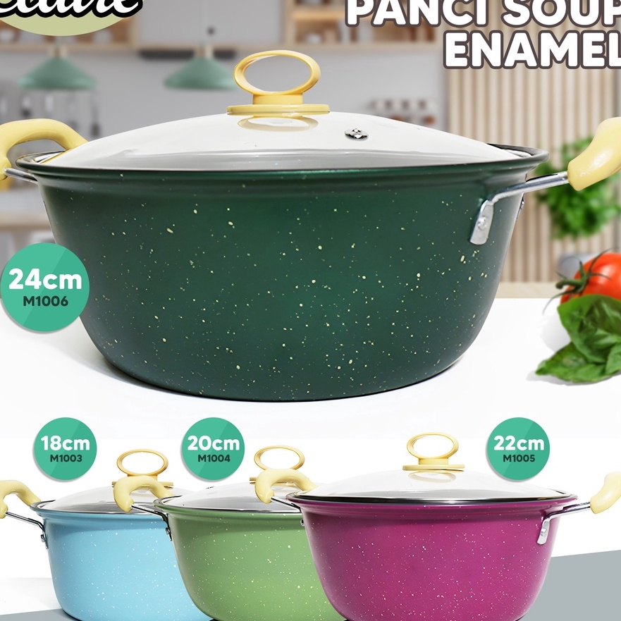 KP8 Panci Sop Banyak Ukuran  Panci Sop Enamel Stainless  Soup Pot Panci Susu Enamel