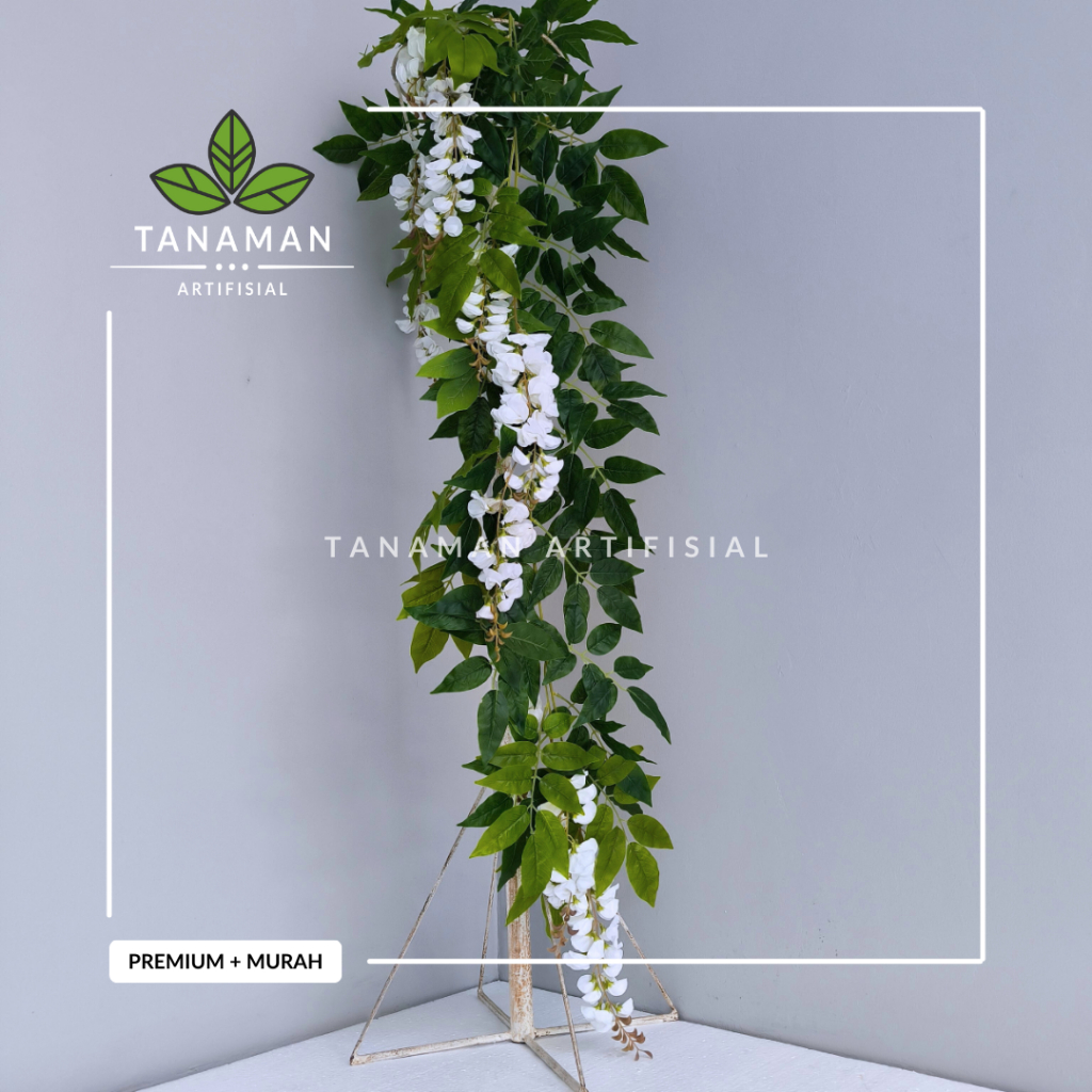 Tanaman Hias Artifisial Pohon Juntai Wisteria Bahan Plastik + Latex Premium + 44 Cabang Juntai