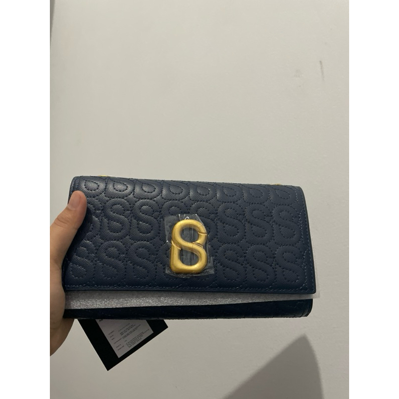 Buttonscarves Luna Leather Wallet On Chain - Navy