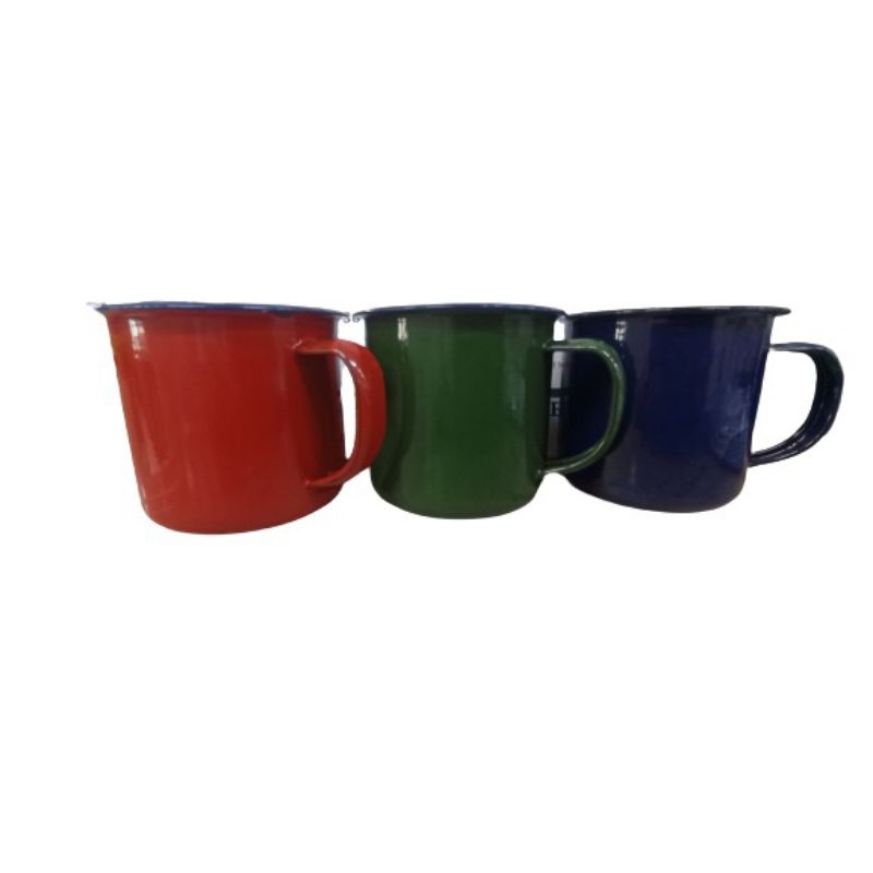 MUG ENAMEL POLOS/ CANGKIR SENG / ENAMEL 3 WARNA