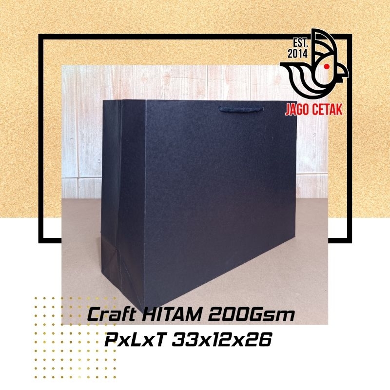 

paperbag H 33x12x26 craft Hitam polos gody bag surabaya paper bag tebal 200gsm rustik premium