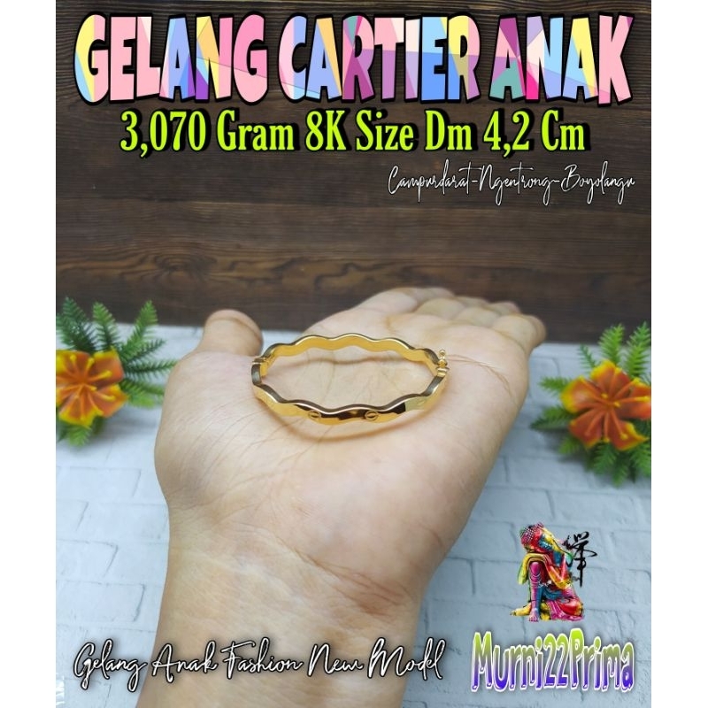 GELANG CARTIER ANAK GELOMBANG EMAS ASLI