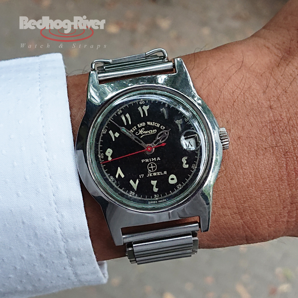 Jam Tangan Vintage West End Watch Co Sowar Prima Men's Manual Winding Watch - Arab Index and Date