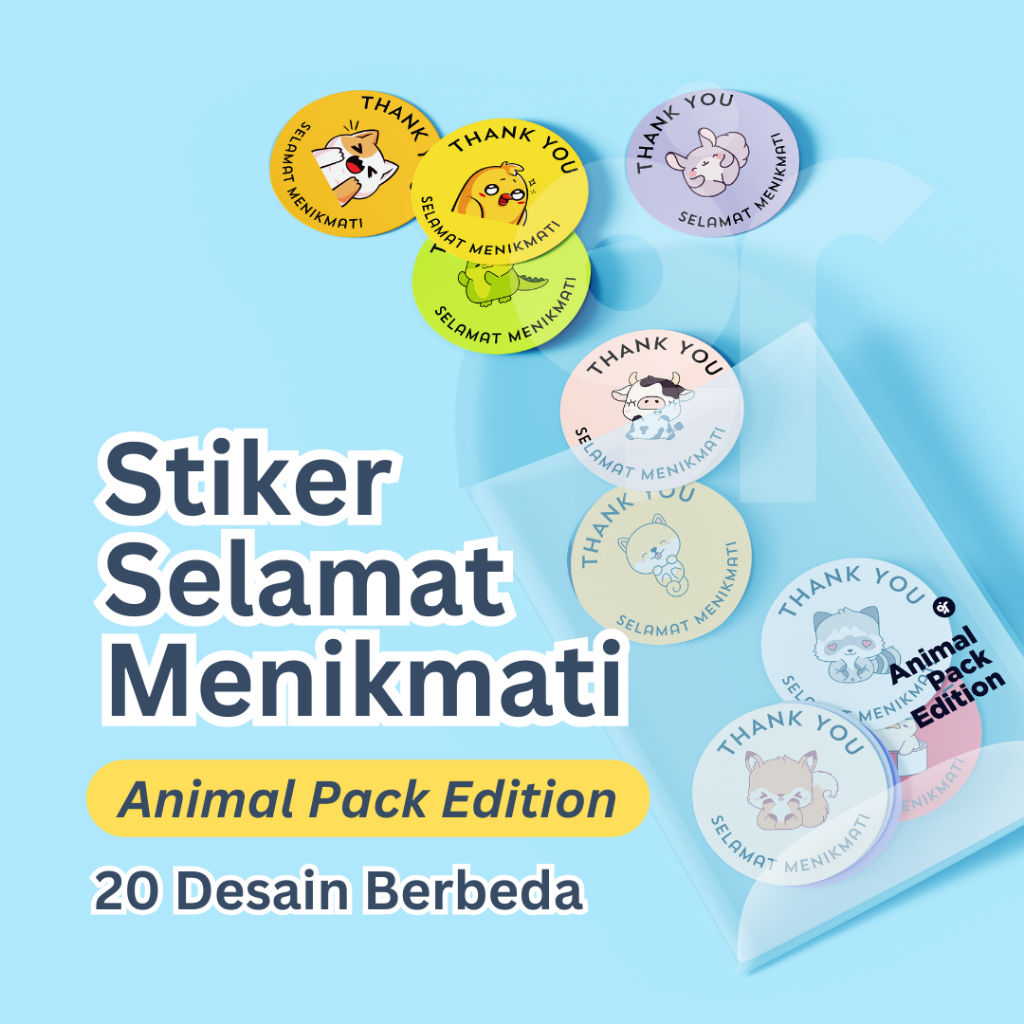 

Sticker Animal Pack Edition | Stiker Label Kemasan Makanan Thank You Terima Kasih Selamat Menikmati