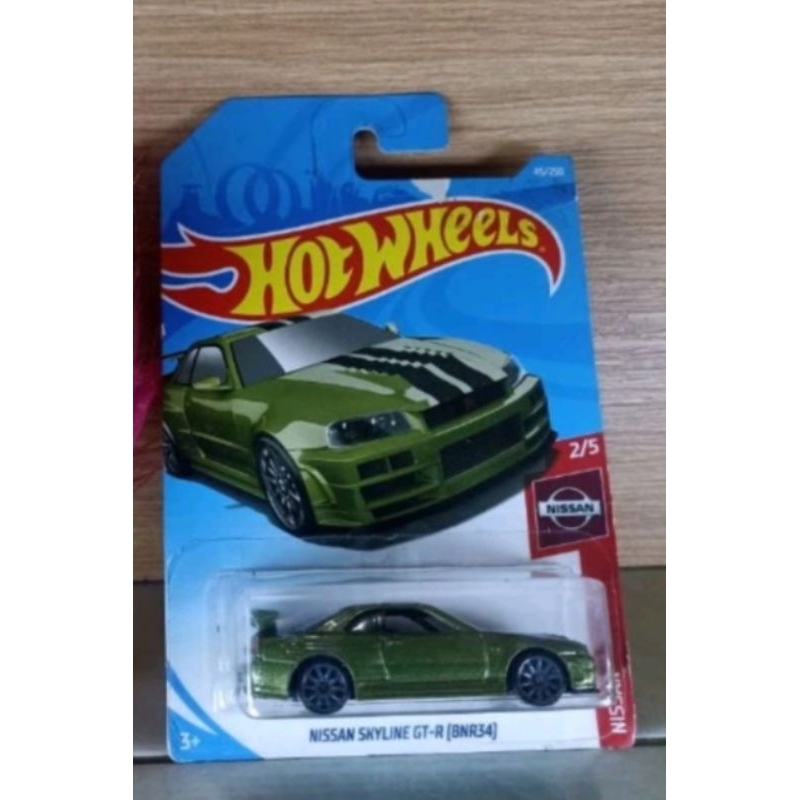 Hot Wheels Nissan Skyline R34 Hijau Card Bagus