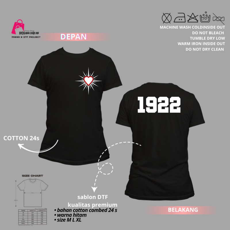 KAOS PSHT TULISAN 1922 KAOS PERGURUAN SH TERATE 1922 COMBED 24S UNISEX PRIA WANITA