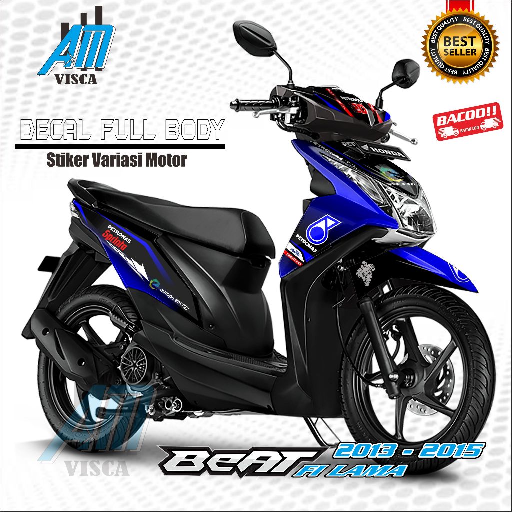 Decal Beat FI 2013 - 2015 Full Body | Stiker Variasi Motor Honda Beat FI Lama | Motif Petronas