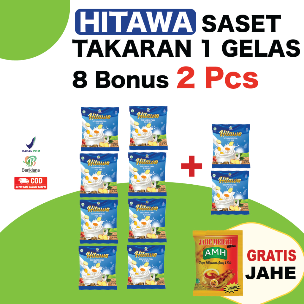 

[BELI 8 GRATIS 2 SASET] Hitawa Susu Kambing Plus Jahe | Mengobati Nyeri Sendi dan Tulang | Menghambat Osteoporosis isi 25 gr