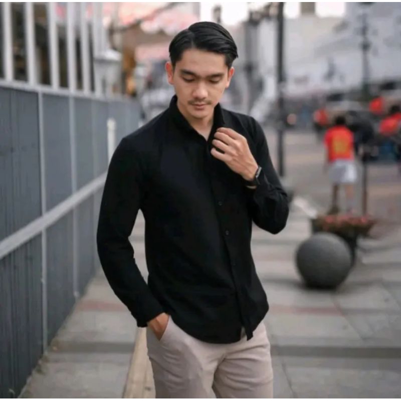 Kemeja Polos Lengan Panjang warna Hitam /kemeja distro/kemeja premium/kemeja original/kemeja keren/k
