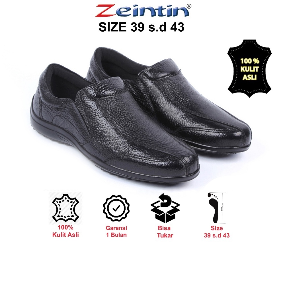 Menarik Zeintin  Sepatu Kulit Pria Zeintin Hitam  Fashion Pria Sepatu Pantofel Pria AJ