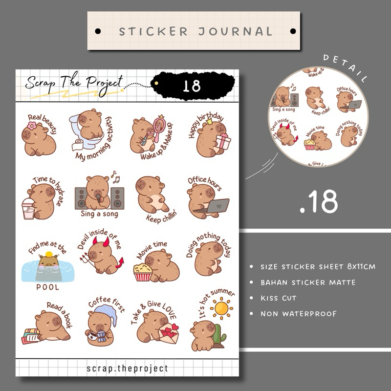 

STICKER PLANNER JOURNAL / CAPYBARA MOOD EMOJI STICKER / STP - 18
