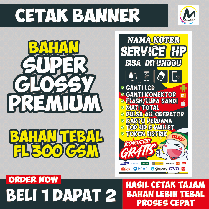 Banner / Spanduk Konter Servis - ukuran 50x100