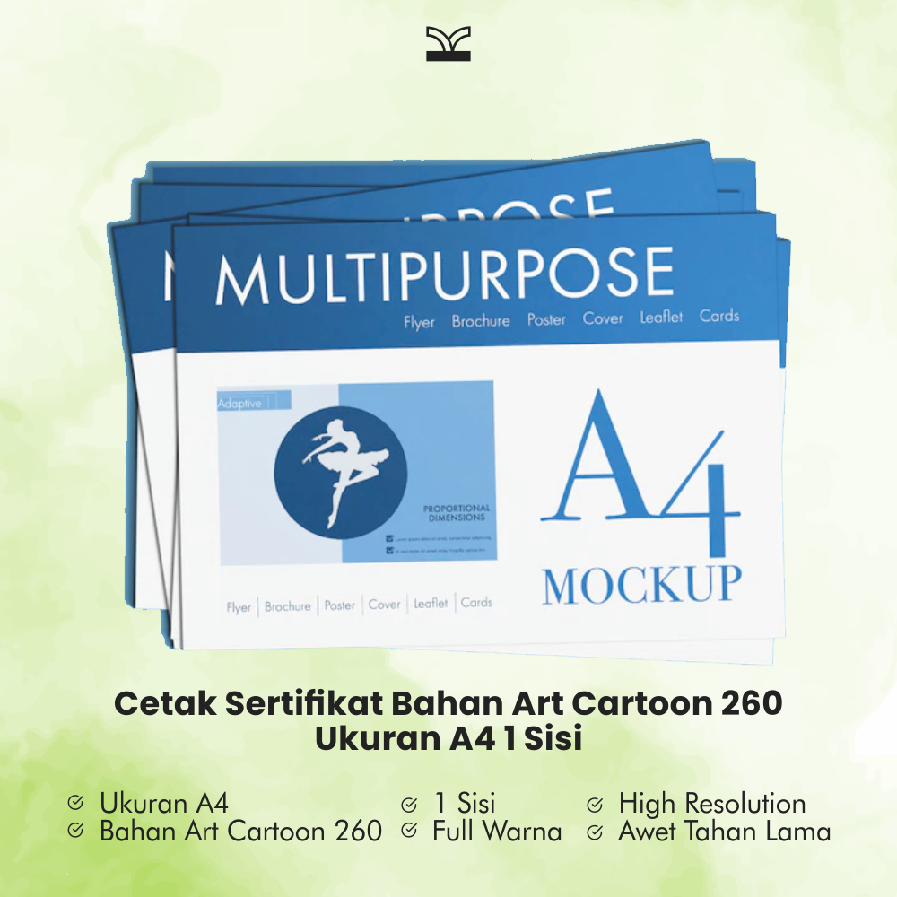 

Cetak Sertifikat Bahan Art Cartoon 260 Ukuran A4 1 Sisi - 1 Hari Jadi !!! *Best Produk