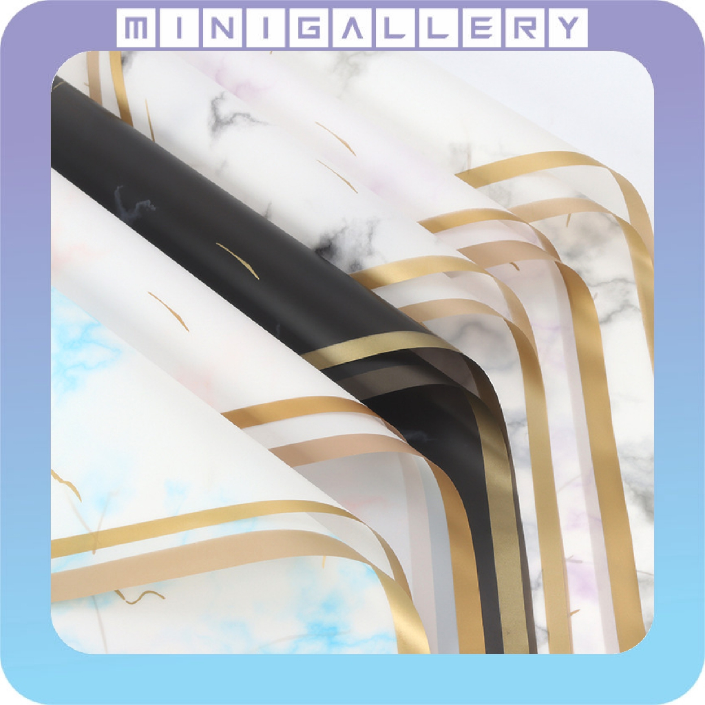 

20 Lembar Flower Wrapping Gold Line Marble Cellophane Waterproof Kertas Buket Bunga Ecer Flower Wrap KB6048