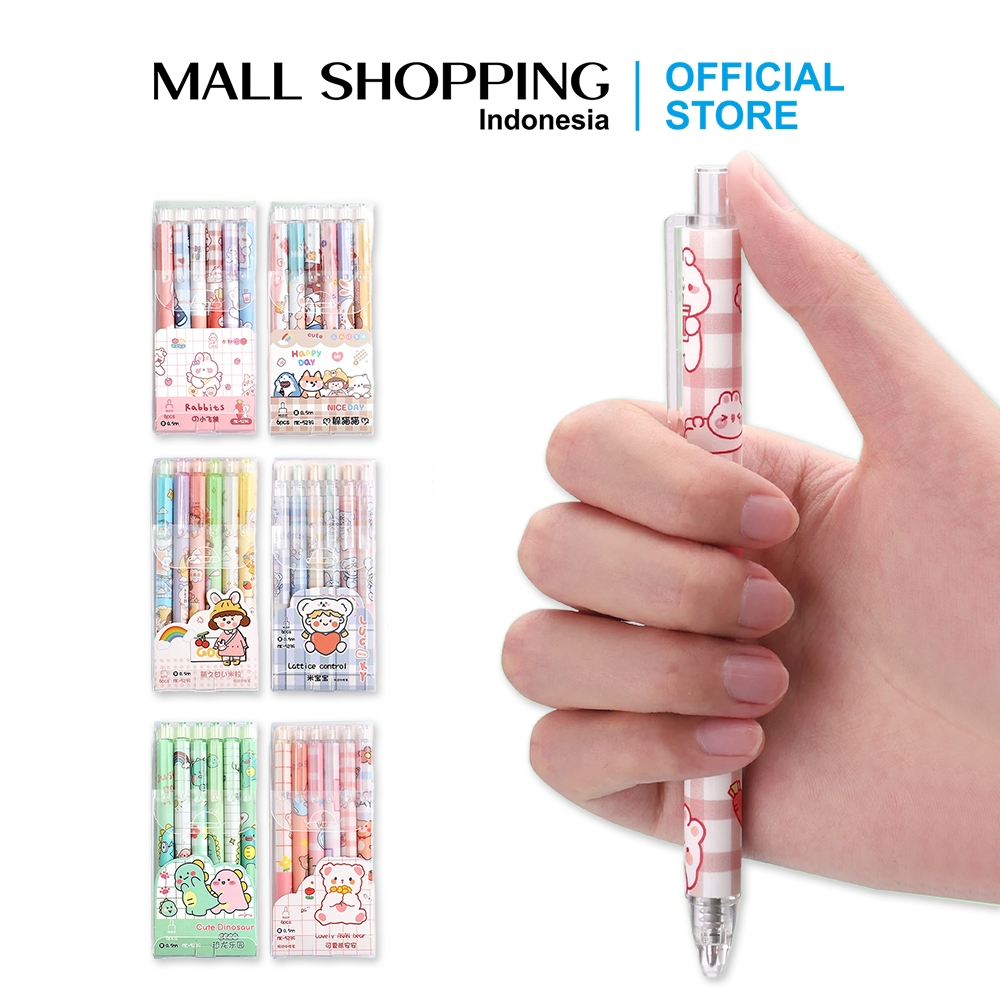 

Pulpen Set Karakter Lucu Pulpen Mekanik isi 6pcs Bolpoin Gel MALLSHOPPING