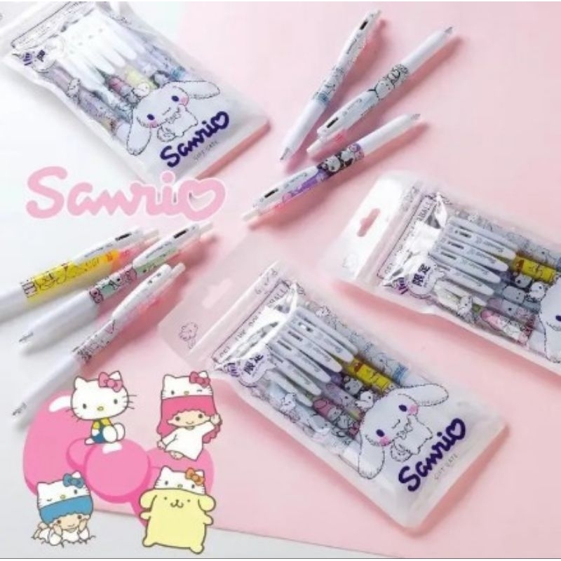 

Pulpen mekanik motif sanrio lucu 1 set isi 6 pcs