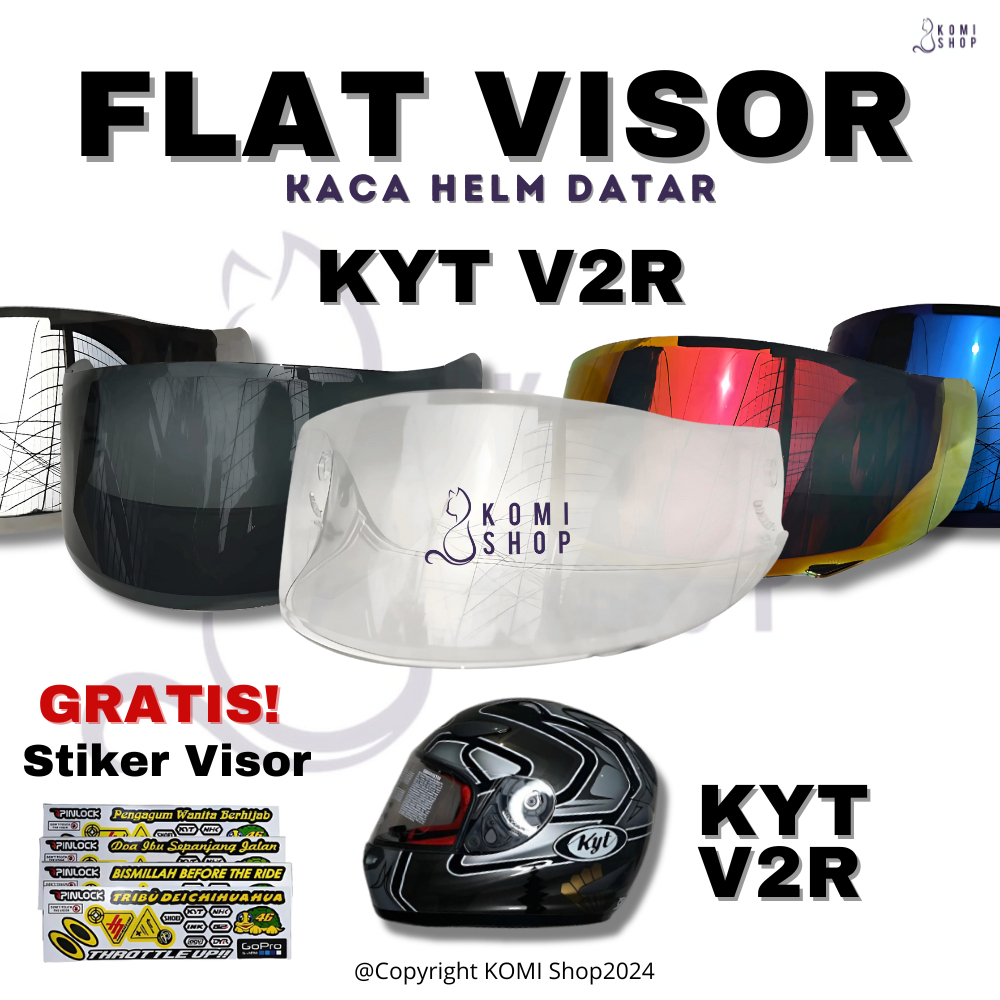 Kaca Helm KYT V2R Free Stiker Visor Full Face Kaca Helm Datar Handarb KYT V2R