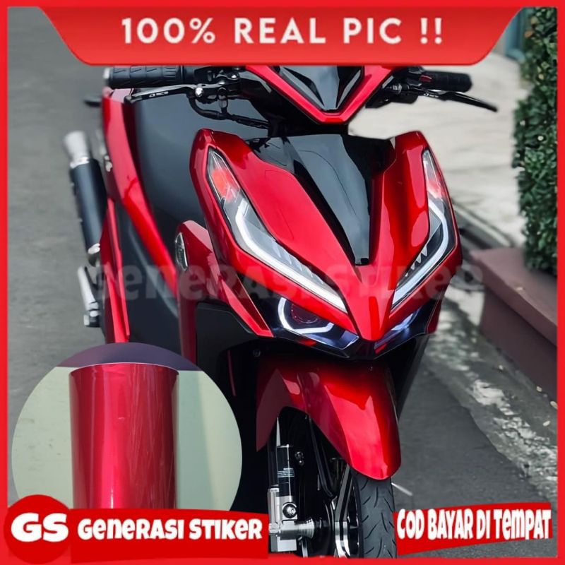 SKOTLET STIKER MOTOR METALIK CANDY GLOSSY SCOTLITE RED MATTE CHROME STICKER SKOTLET MERAH DOFF LEBAR