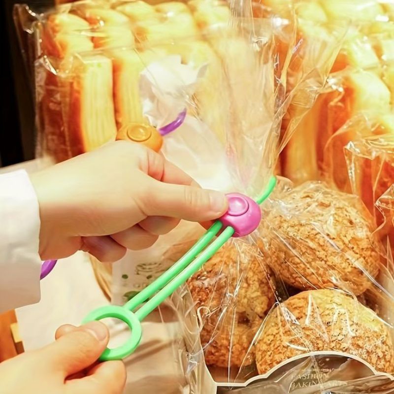 Klip Penyegel Makanan Tali Pengikat Sealer Kantong Plastik Makanan Adjustable.