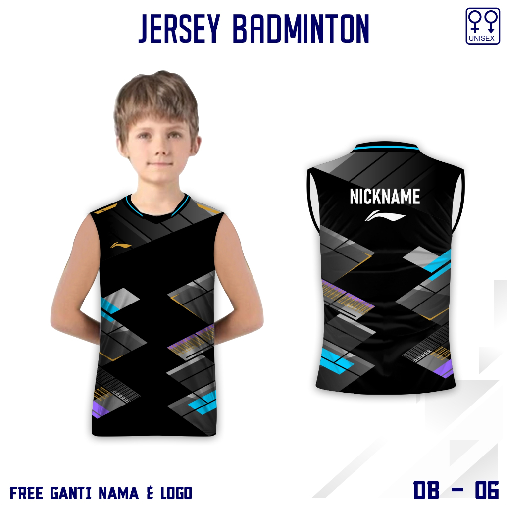 Jersey badminton baju kaos lining bulu tangkis anak singlet terbaru