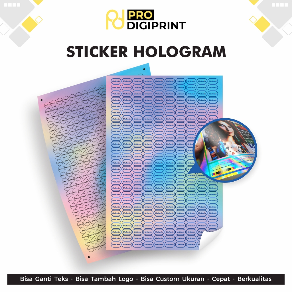 

Cetak Stiker Label Hologram Custom A3+ Free Cutting ( Pro Digiprint )