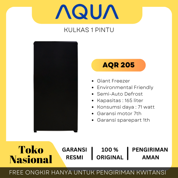 [Cianjur] NEW Kulkas AQUA JAPAN 1 Pintu AQR D205 Model Terbaru