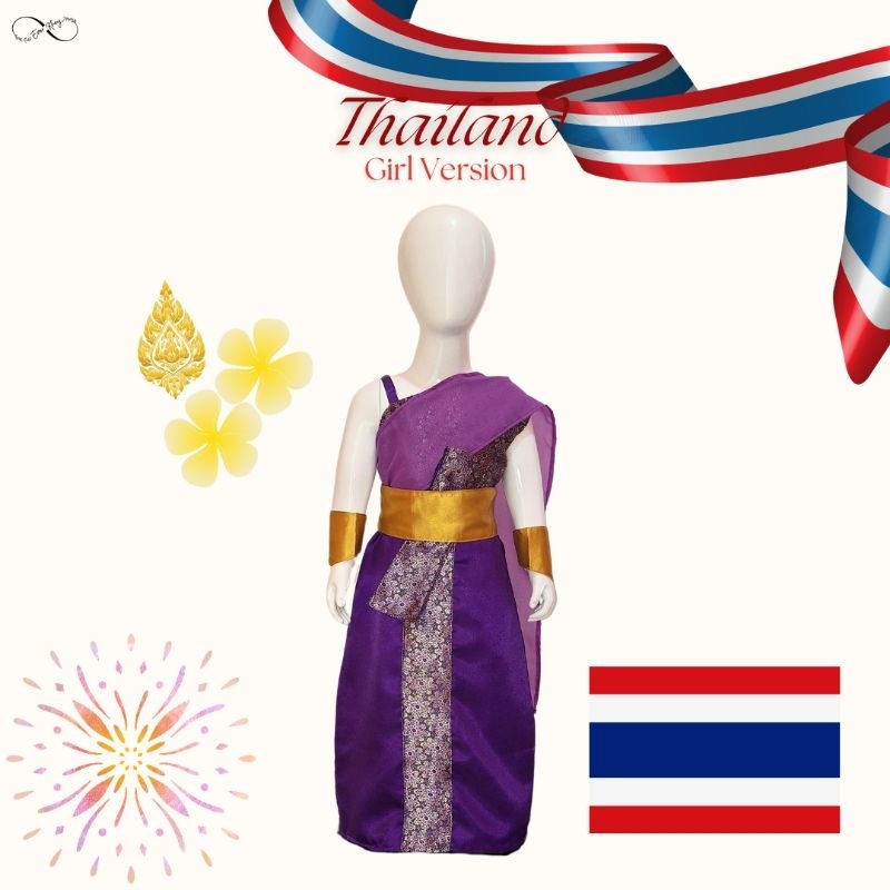 Kostum Pakaian Thailand untuk Anak Perempuan dan Dewasa | Thailand Traditional Costume for Girl and 