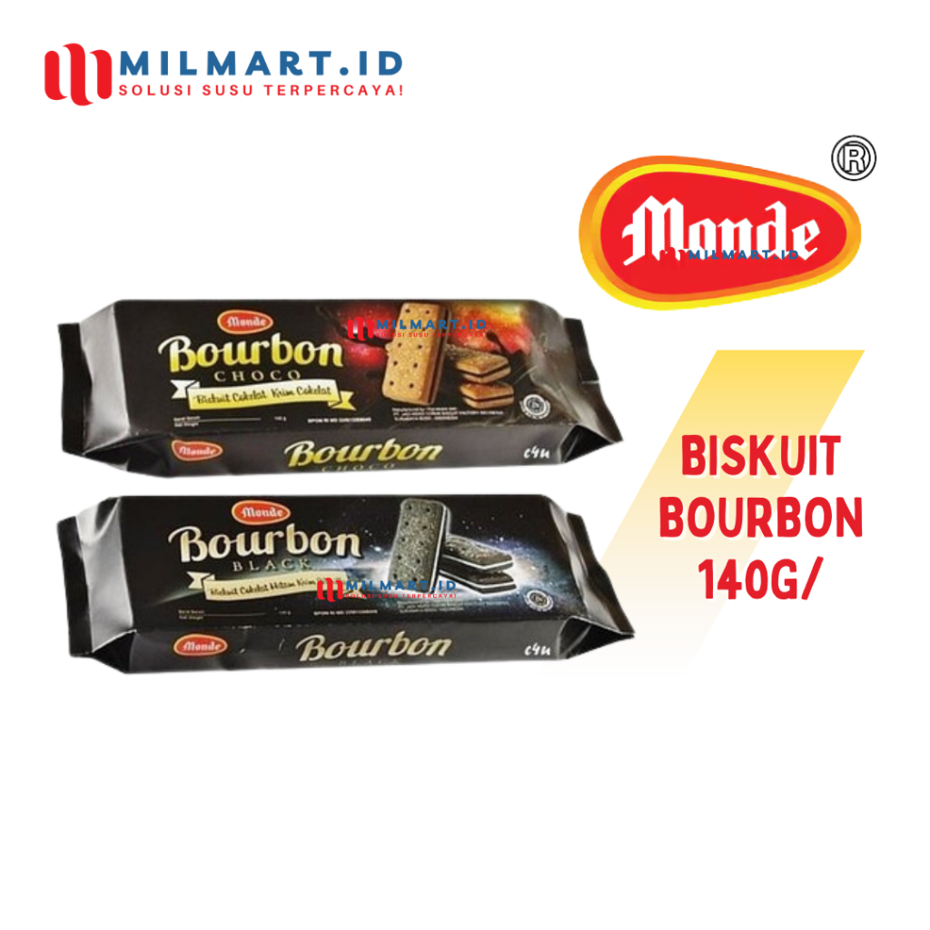 

MONDE BOURBON CHOCO/BLACK 104G BISKUIT BOURBON SANDWICH CAMILAN JAJANAN BISCUIT