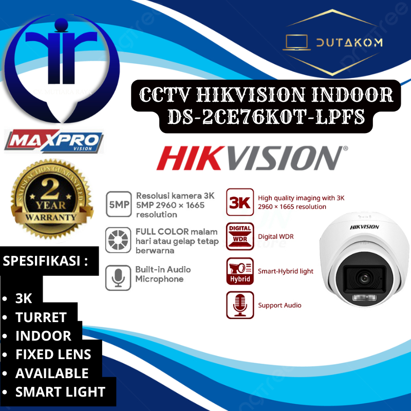 CCTV HIKVISION INDOOR DS-2CE76K0T-LPFS