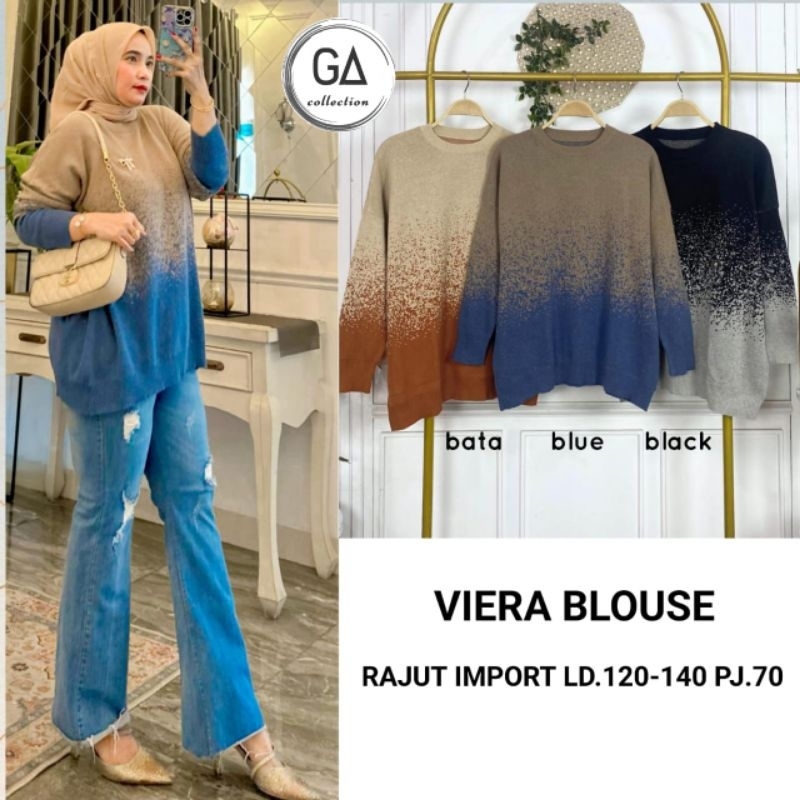 ATASAN BLOUSE JUMBO/VIERA/BLOUSE TOP WANITA RAJUT IMPORT JUMBO LD 140 CM FIT XXXXXL