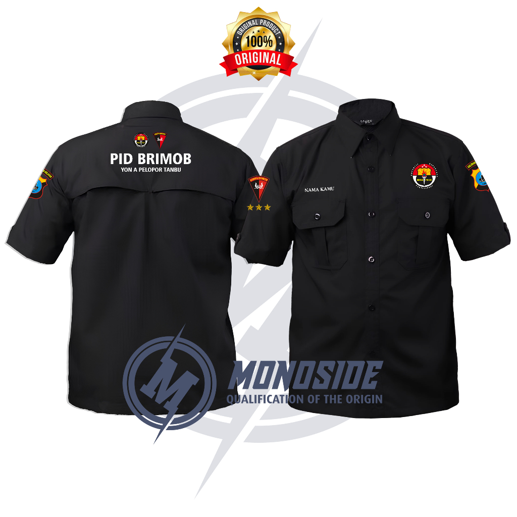 kemeja pdl PID BRIMOB Pendek HItam