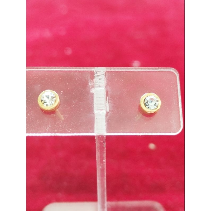 macam2 anting  lapis emas, anting tusuk bulat mata 1 ukuran kecil, anting titanium, anting kristal, 