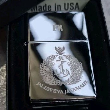 Zippo korek api silver TNI AL jalesveva Jayamahe custom logo nama grafir laser kado souvenir