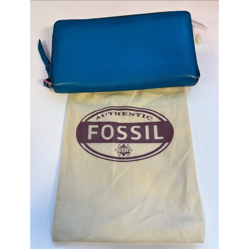 dompet fossil biru original