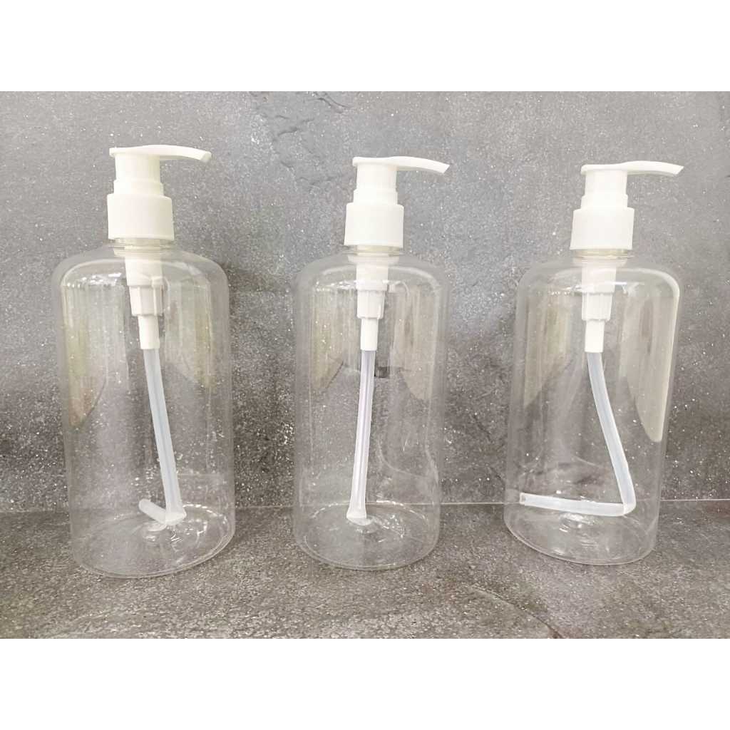 Botol Sabun Pump Transparan 500ml PET Plastik Bening / Botol Pump 500ml Bening