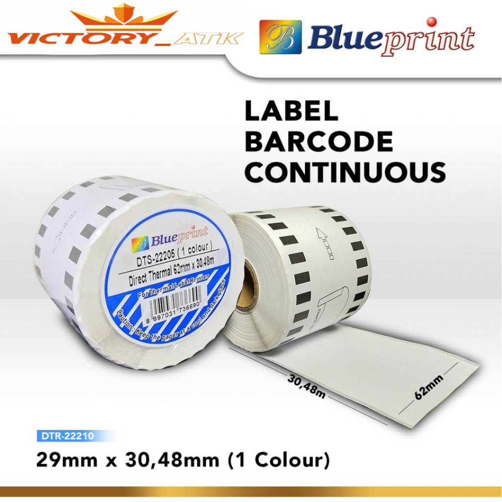 

Label Barcode 22205 BLUEPRINT 62x30m Continuous stiker Roll Brother