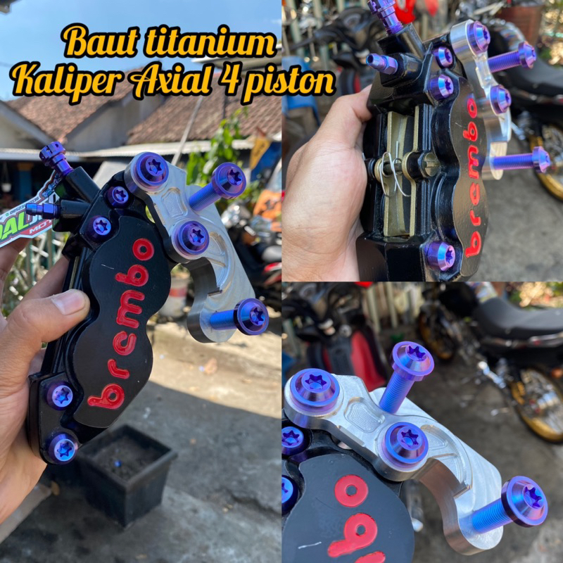 BAUT TITANIUN UNTUK KALIPER BREMBO KTC NISSIN AXIAL BIGPOT 4 PISTON BAUT TITANIUM KALIPER KTC 4 PIST