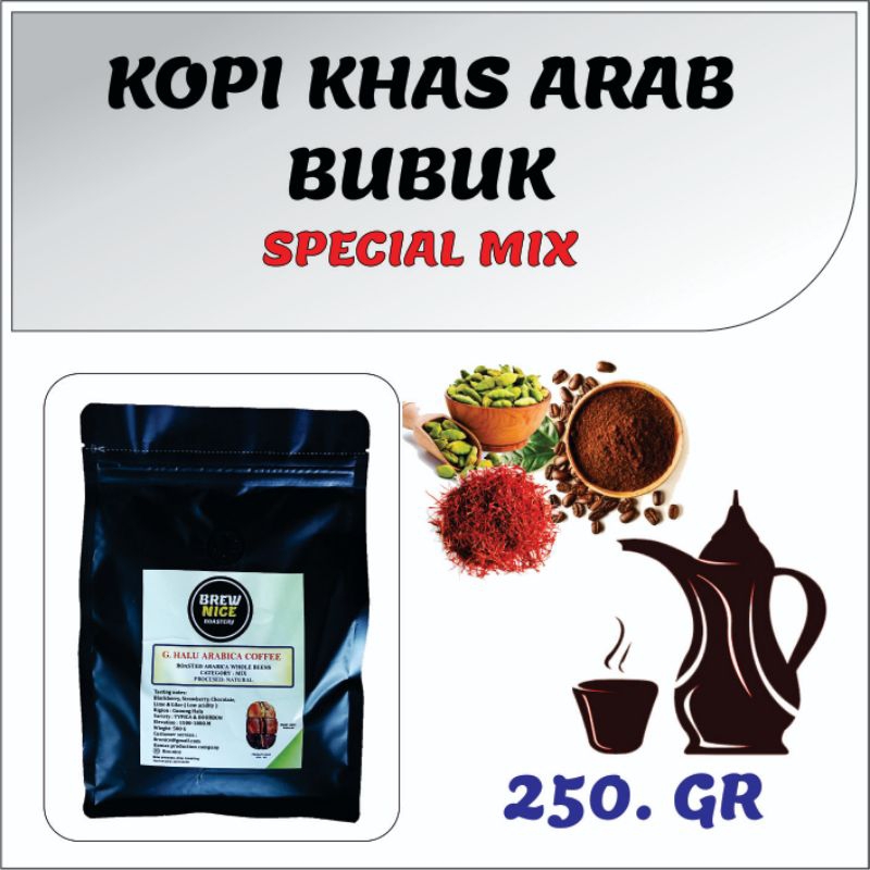 

KOPI ARAB, ARABIC COFFEE ( POWDER) SPECIAL MIX 250. GR