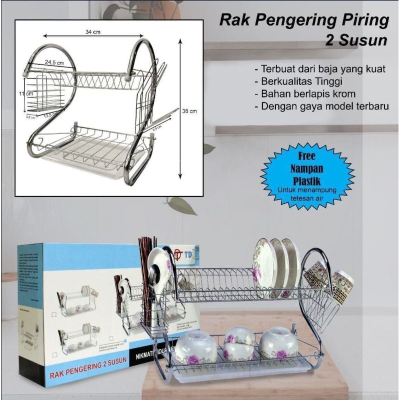 RAK PIRING STAINLESS 2 SUSUN/RAK PENGERING 2 SUSUN/RAK PIRING KECIL/RAK PIRING MINIMALIS