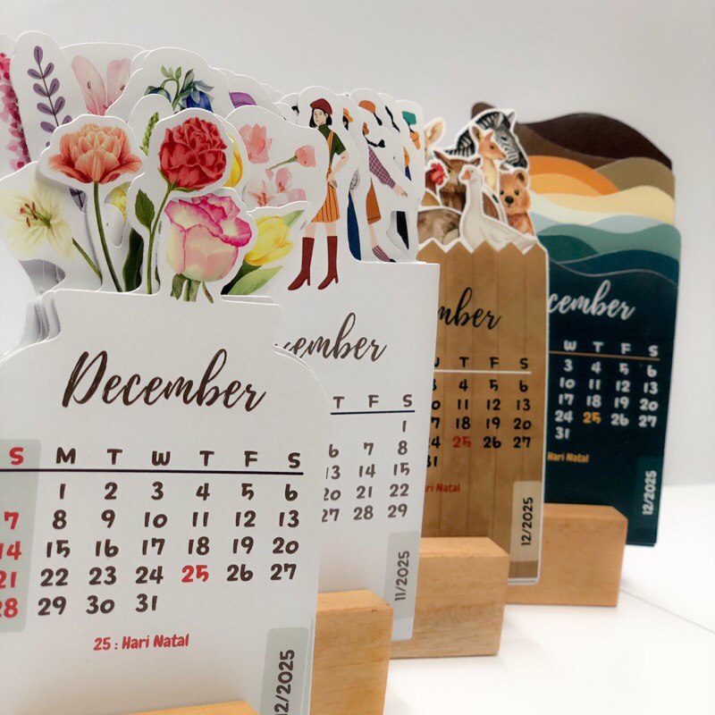 

[WOOD KALENDER] Kalender Meja Aesthetic dengan stand kayu (7,5 x 15 cm)