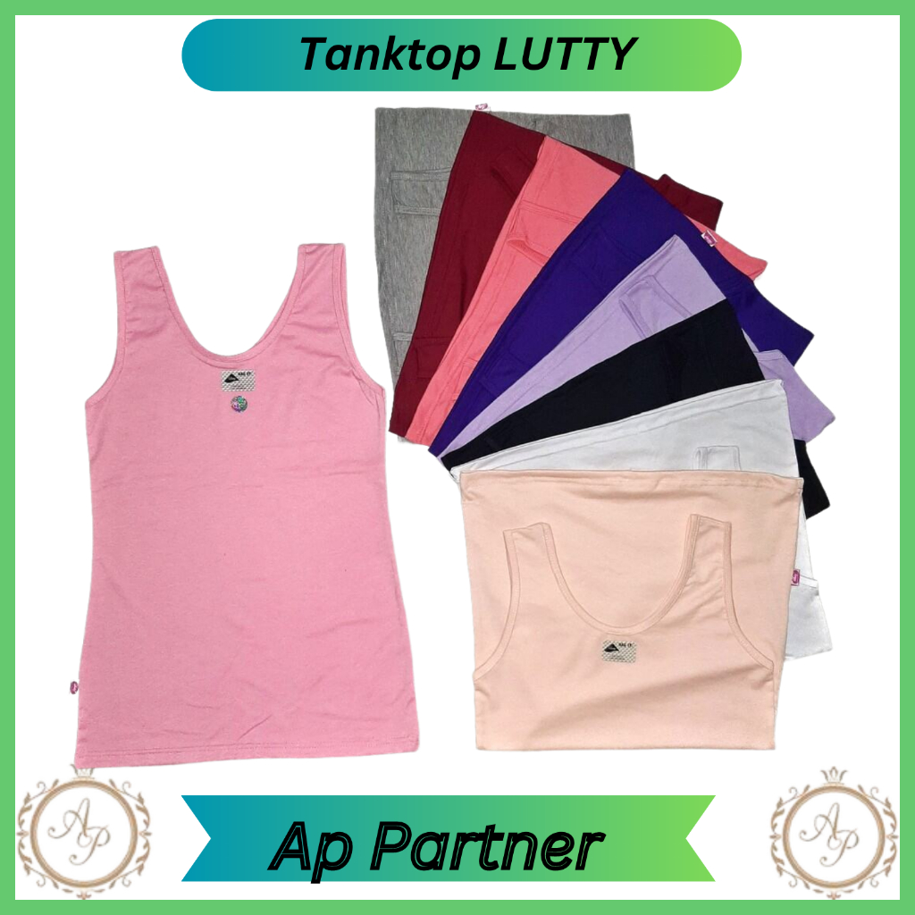 Paket Grosir 6 Pcs Tanktop Wanita Dewasa Bahan Katun Polos Premium Lutty | Kaos Dalam Perempuan Polo