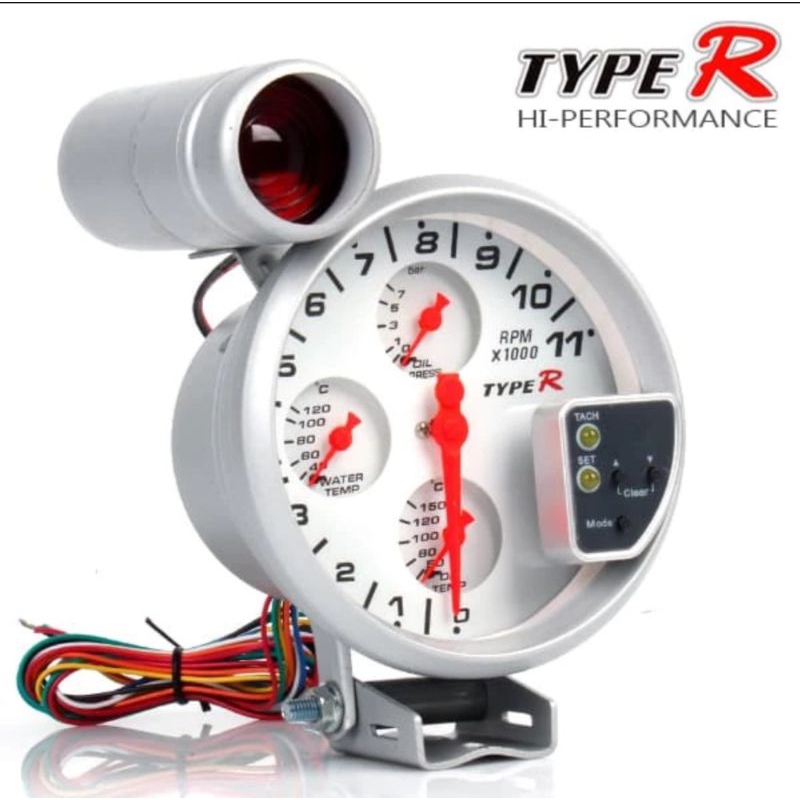 Tachometer RPM Mobil Racing Type R Lengkap Dengan Oil Temp / Oil Press / Water Temp