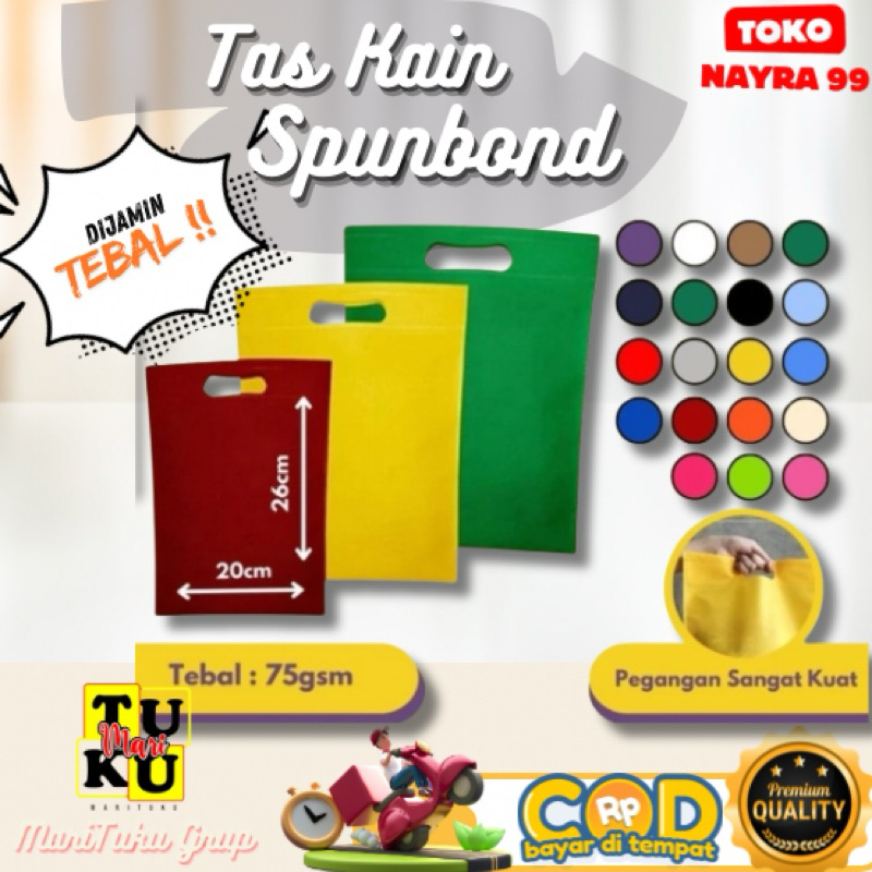 

Tas kain spunbond 20pcs 75-80gsm bahan tebal 20x26