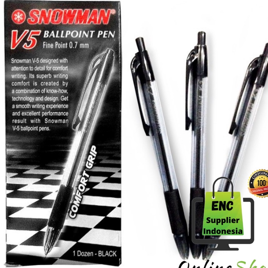 

MURAHMERIAH snowman 6 buah Pen v5 snowman bolpen cetrek v5 7 mm mekanik pencet 7mm v 5 per 6 pcs encsup