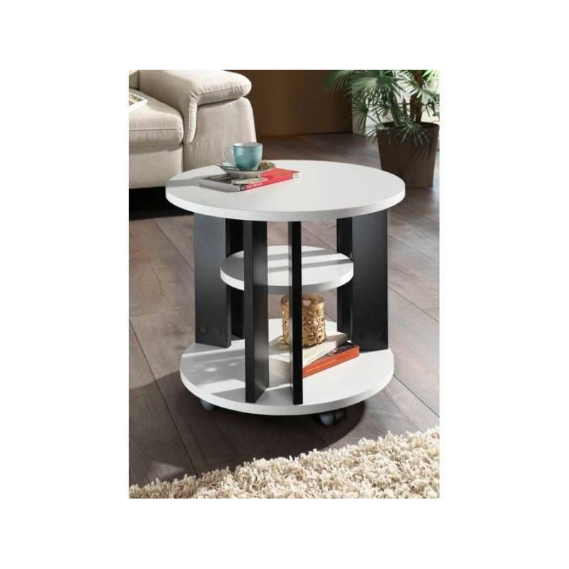 Meja Susun Hias Rias Putih Hitam / Meja Sudut Geser Roda