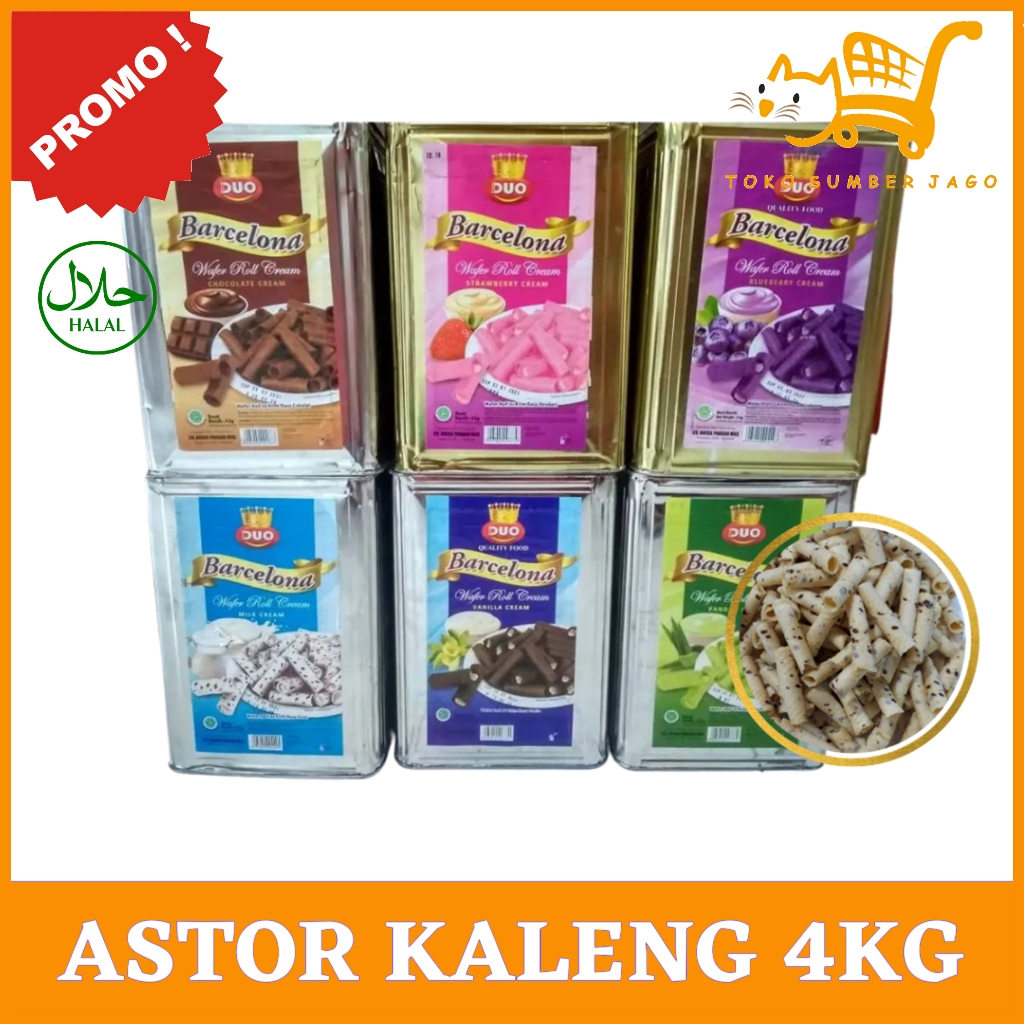 

Astor Barcelona Wafer Roll Kaleng 4kg GROSIR
