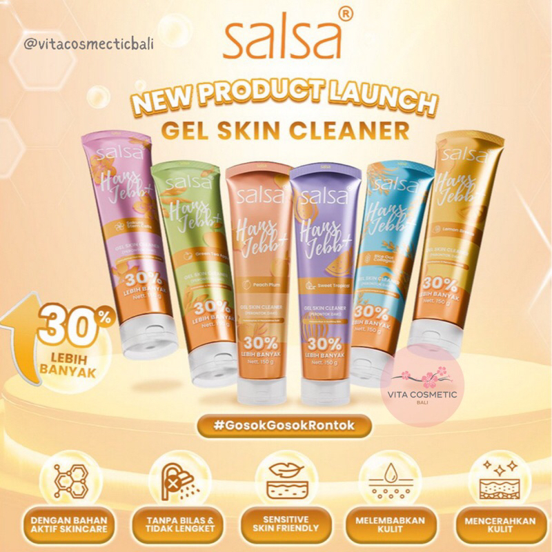 NEW Upgrade SALSA Hans Jebb+ Gel Skin Cleanser Eksfoliasi Perontok Daki dan Ketiak Hitam wajah scrub
