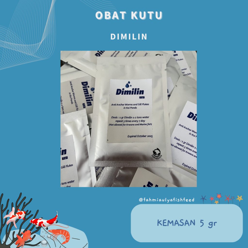 Obat Kutu DIMILIN KUTU 5gr Obat Ikan Hias Kutu bakteri jamur cacing pita ikan koi Glowfish goldfish