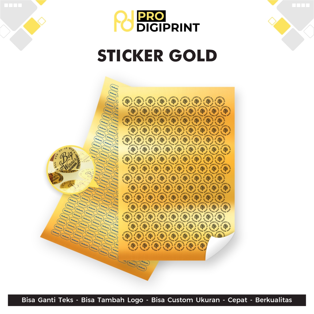 

Stiker Label Gold / Sticker Emas / Custom Label Nama Makanan A3+ - Print + Kisscut