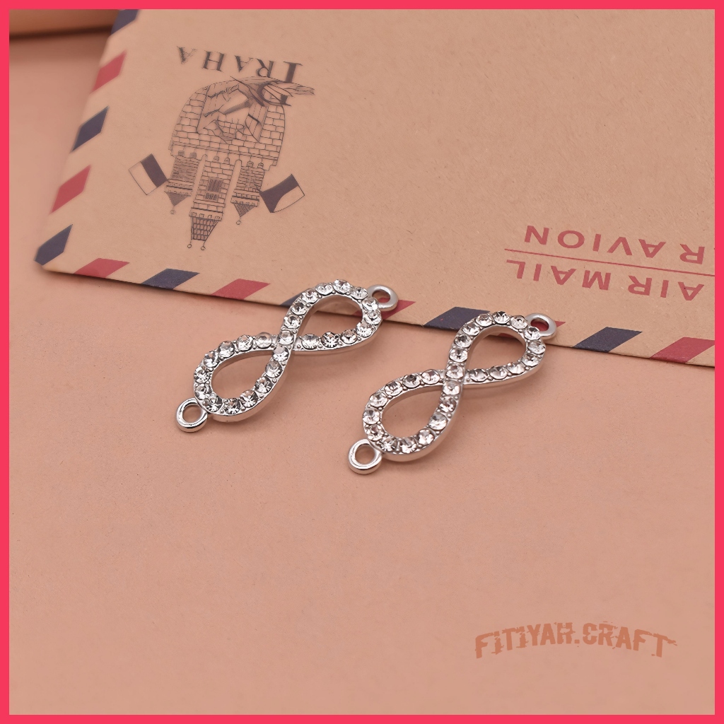 Liontin Infinity Dengan Model Titik Berlian Lubang Gantung Ganda DIY Aksesoris Infinity